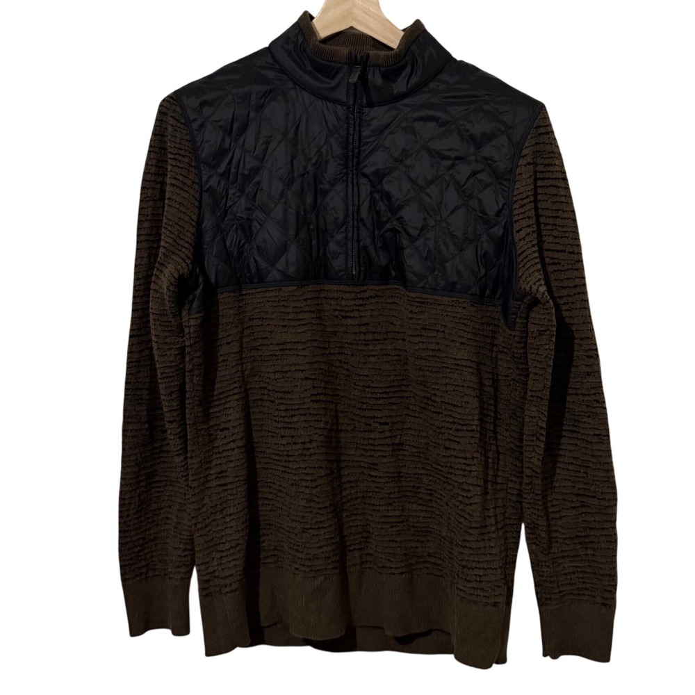 SmartWool Green Stripe Brookline Hybrid Half Zip Merino Wool Bend Sweater Mens M
